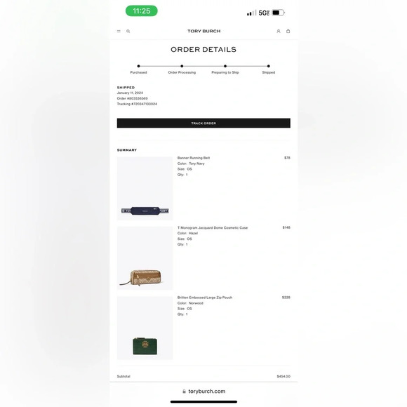 Tory Burch Britten Embossed Large Zip Pouch Wristlet Norwood Gold Green - Picture 12 of 12